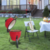 53747749  13in round ceramic charcoal grill, ceramic carbon oven, 2 in 1 iron carbon oven, three layers of elliptical cylinder oven