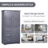 Tall and Wide Storage Cabinet with Doors for Bathroom/Office, Three Drawers