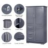 Tall and Wide Storage Cabinet with Doors for Bathroom/Office, Three Drawers
