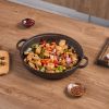Uncoated Frying Pan with Dual Handles and Wooden Lid(AMZ Shipping)