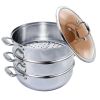 Heavy Duty Stainless Steel Food Steamer with Glass Lid