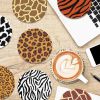 8 Pcs Rhinestones Art Coasters Kits with Holder Wild Animal Theme 5D Rhinestones Painting Coasters Zebra Lion Leopard Cow Patterns DIY Small Rhineston