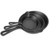 pot3Pcs Pre-Seasoned Cast Iron Skillet Set 6/8/10in Non-Stick Oven Safe Cookware Heat-Resistant Frying Pan
