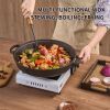 Uncoated Frying Pan with Dual Handles and Wooden Lid(AMZ Shipping)