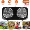 2000W Electric Double Burner Portable Coil Heating Hot Plate Stove Countertop RV Hotplate