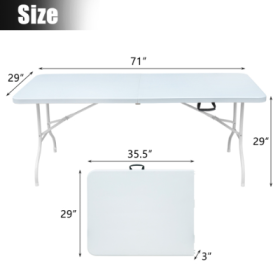 Portable Folding Table Indoor&Outdoor Maximum Weight 135KG Foldable Table For Camping (Option: White-6ft)